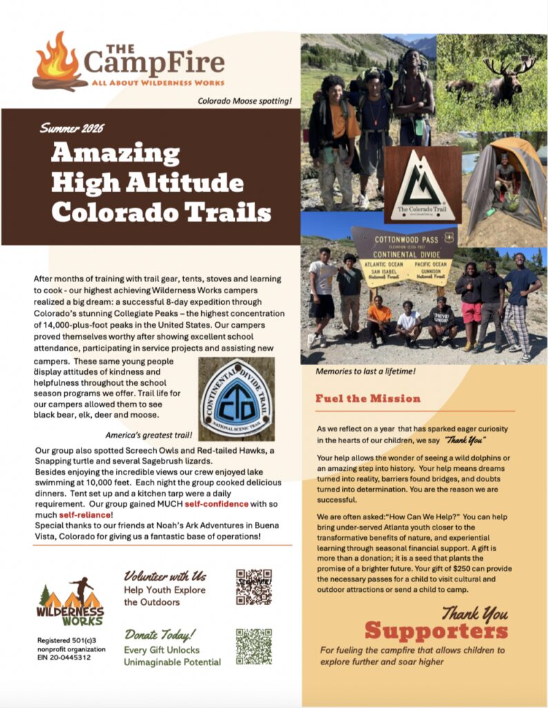 Campfire Newsletter for Wilderness Works