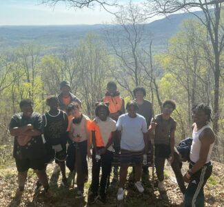 Campers on top of a mountain